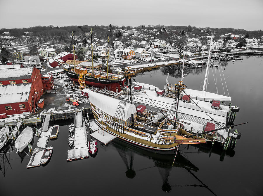 Mystic Seaport in Winter #1 Photograph by Mike Gearin
