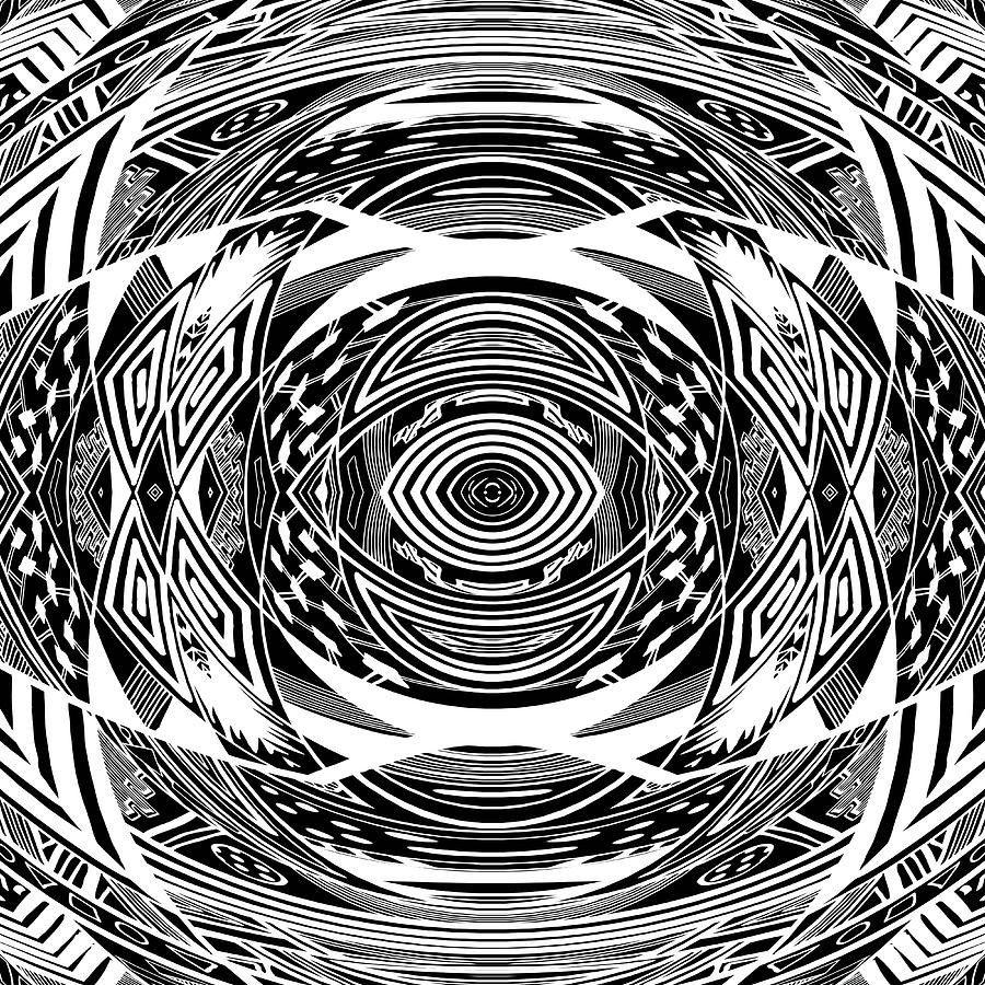 Abstract Digital Art - Mystical Eye - Abstract Black And White Graphic Drawing #1 by Nenad Cerovic