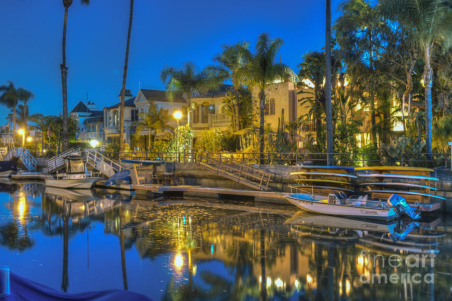 Naples Canals Luxury Houses Night #1 Photograph by David Zanzinger