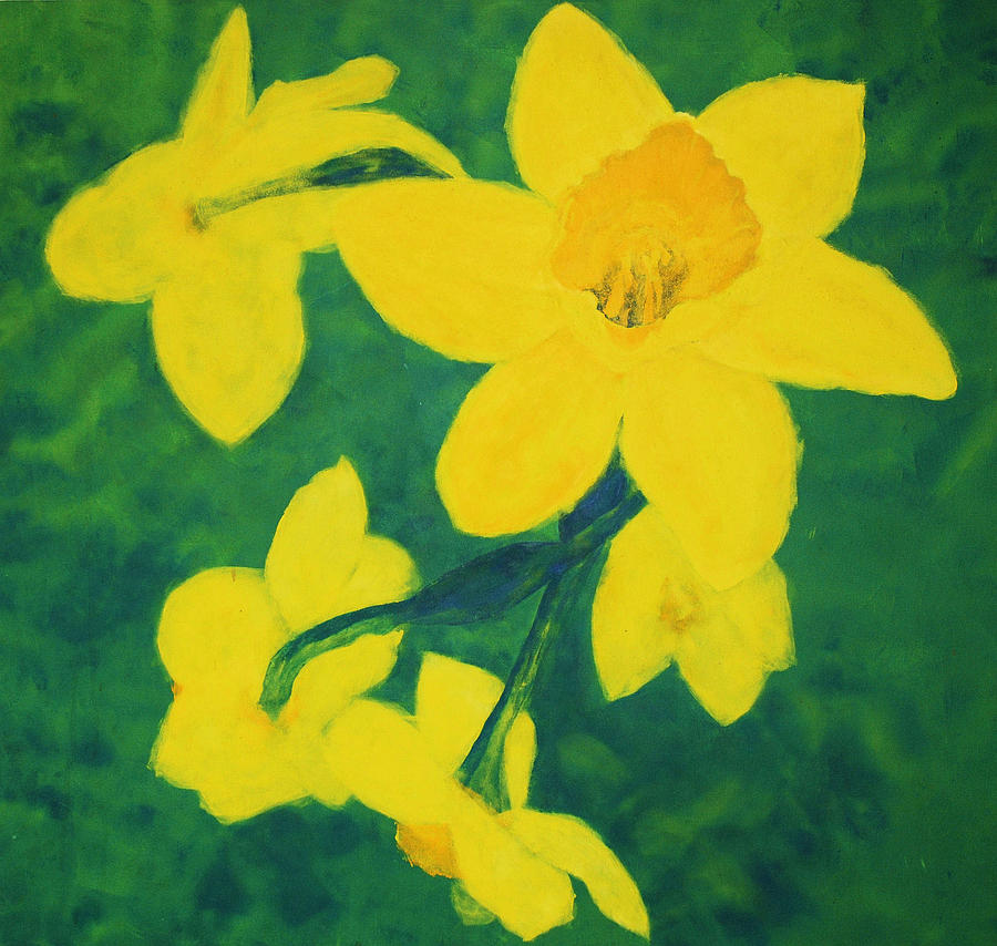 Flowers Still Life Painting - Narcissus Flying #1 by Sirpa Mononen