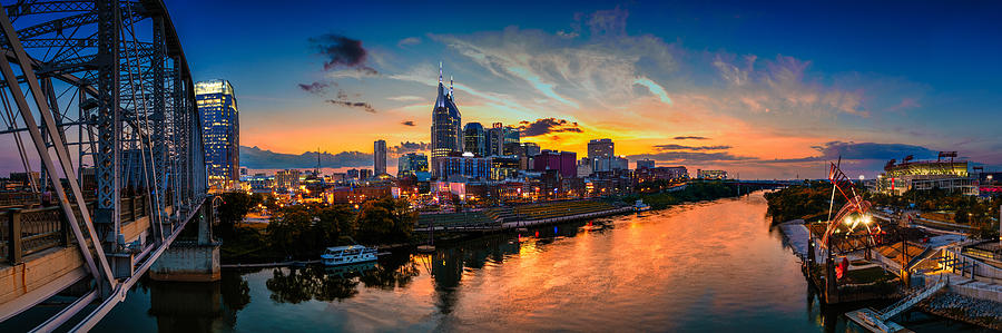Nashville skyline panorama #1 Photograph by Brett Engle