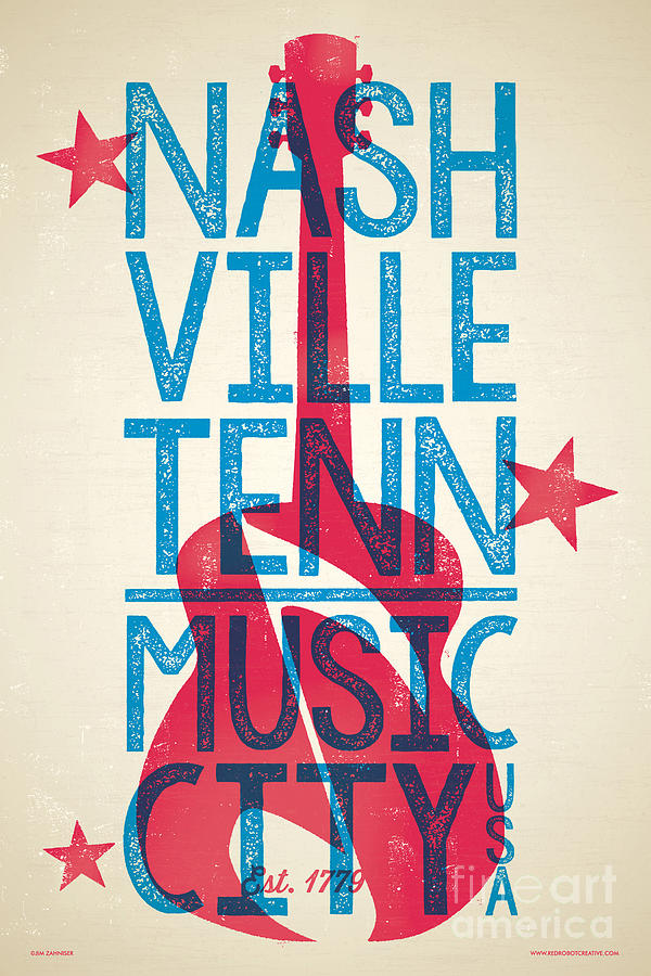 Guitars Digital Art - Nashville Poster - Tennessee by Jim Zahniser