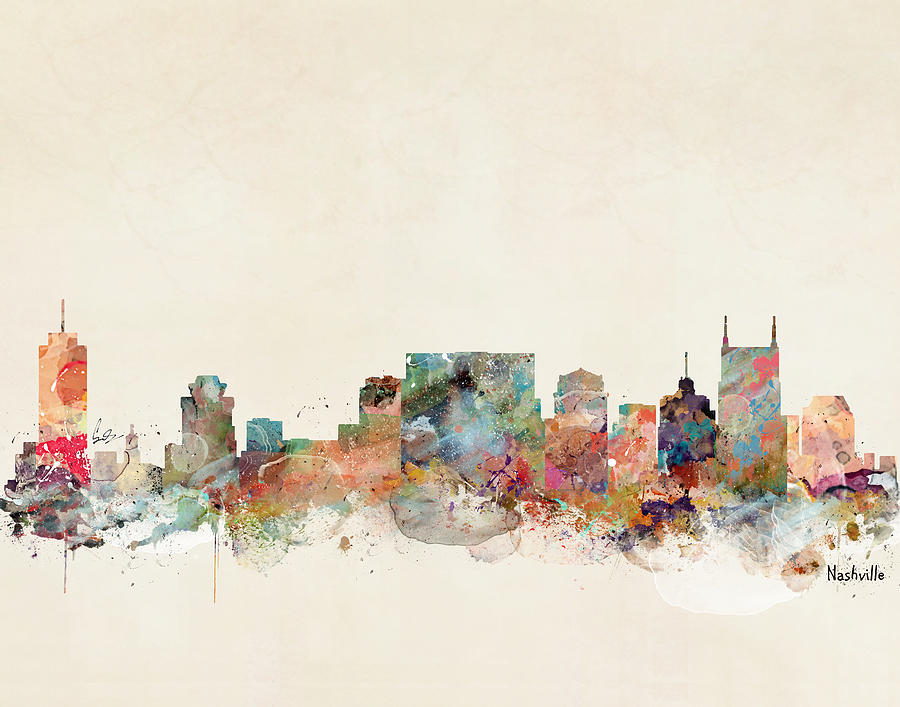 Nashville Painting - Nashville Tennessee Skyline  #1 by Bri Buckley