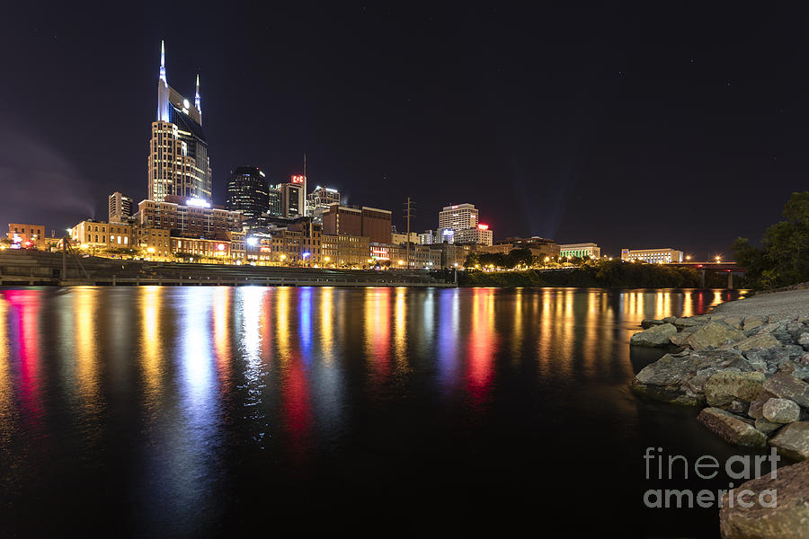 Nashville Photograph - Nashville TN Skyline at night  #1 by Jeremy Holmes