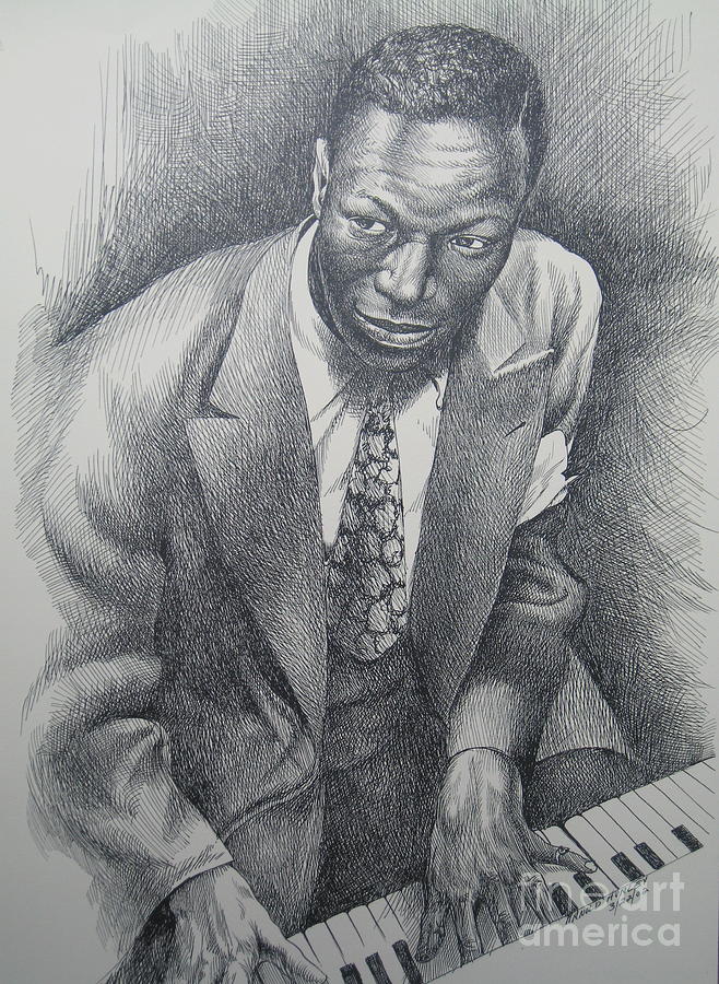 Music Drawing - Nat King Cole #1 by Arnold Hurley