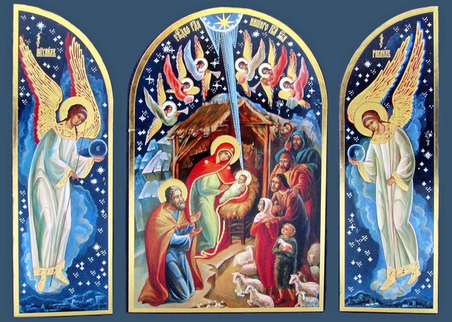 Christmas Painting - Nativity Angels				 #1 by Munir Alawi