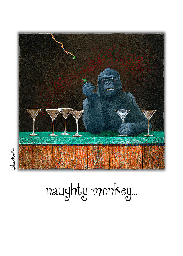 humor  animals  gorilla Will Bullas  art print  naughty monkey..