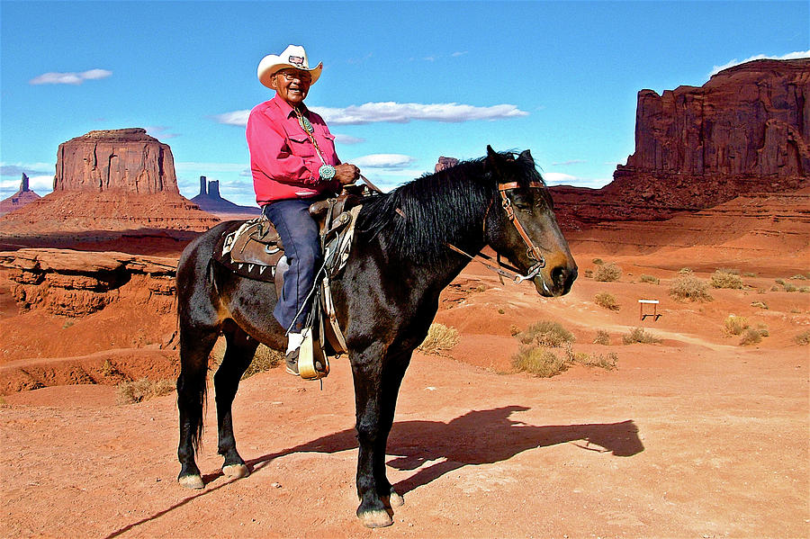 Navajo Horseman in Monument Valley Navajo Tribal Park-Arizona  #1 Photograph by Ruth Hager