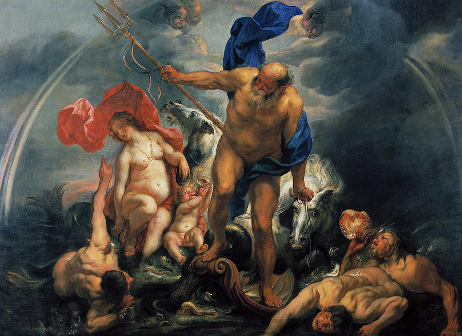 Neptune and Amphitrite in the Storm #2 Painting by Jacob Jordaens