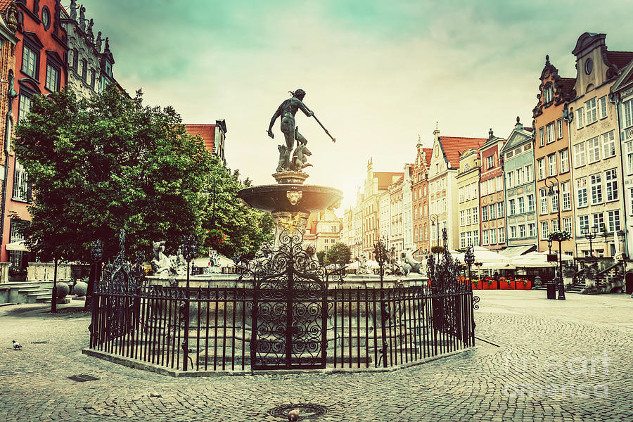 Neptunes fountain in the Old Town of Gdansk. #1 Photograph by Michal Bednarek