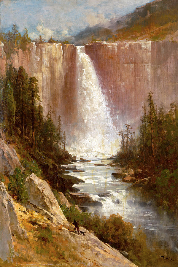 Nevada Falls. Yosemite #1 Painting by Thomas Hill