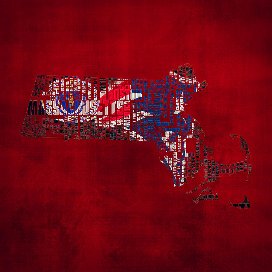New England Patriots Typographic Map 02 Digital Art by Brian Reaves