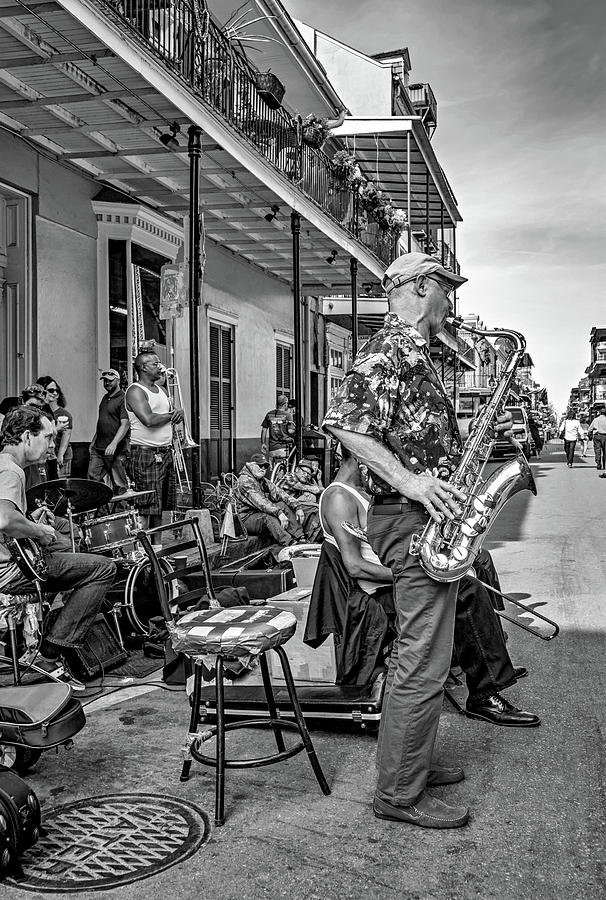 New Orleans Jazz Sax bw #1 Photograph by Steve Harrington