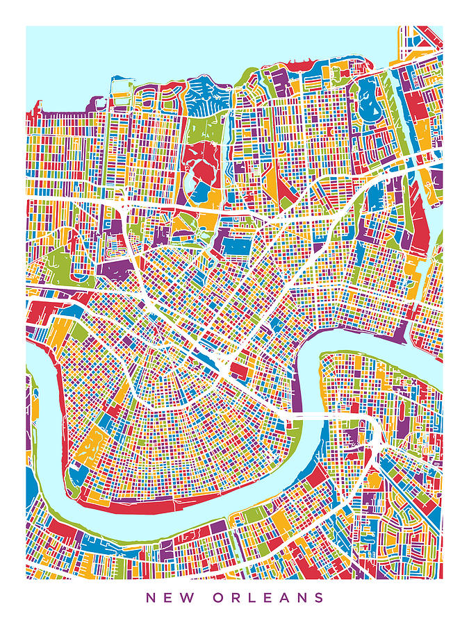 New Orleans Street Map #1 Digital Art by Michael Tompsett