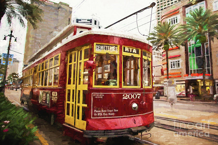 New Orleans Streetcar - digital painting Photograph by Scott Pellegrin
