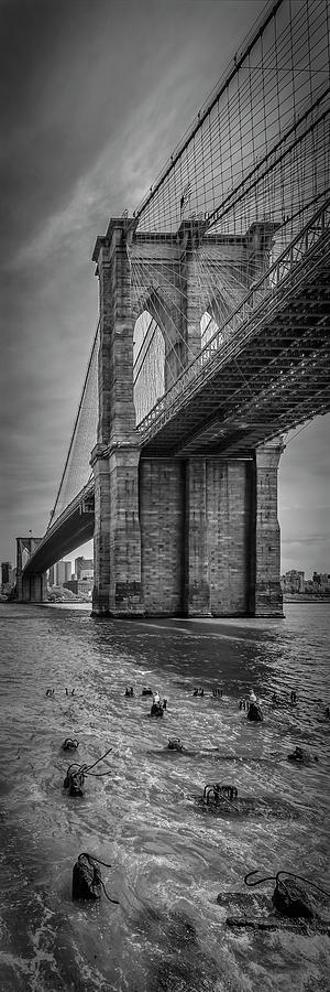 NEW YORK CITY Brooklyn Bridge in Detail - upright slim panorama #2 Photograph by Melanie Viola