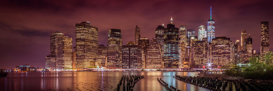 NEW YORK CITY Nightly Impressions - Panoramic #1 Photograph by Melanie Viola