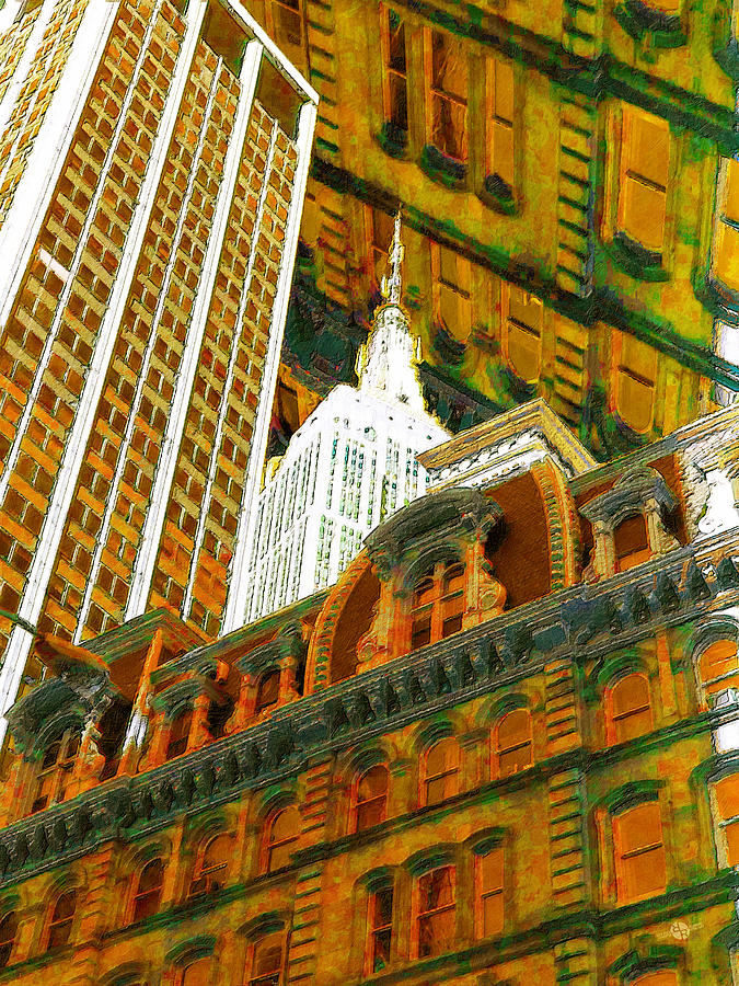New York City Painting - New York City Up Is Down Down Is Up Gold by Tony Rubino