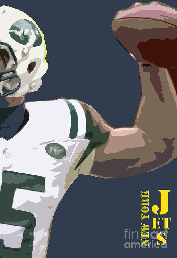 Jet Painting - New York Jets Football Team and original Typography #1 by Drawspots Illustrations