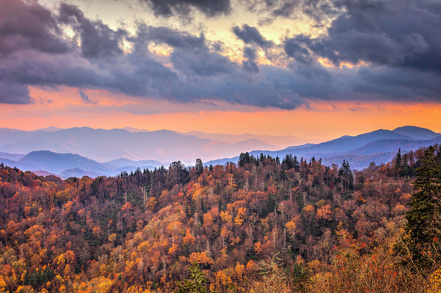 Newfound Gap-Stormy Sunset #2 Photograph by Forest Alan Lee