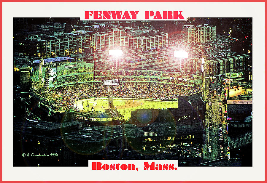 Night Baseball Fenway Park Boston Massachusetts Digital Art by A Macarthur Gurmankin