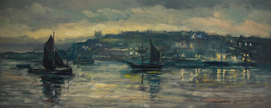 Night in Harbor #1 Painting by Luke Karcz
