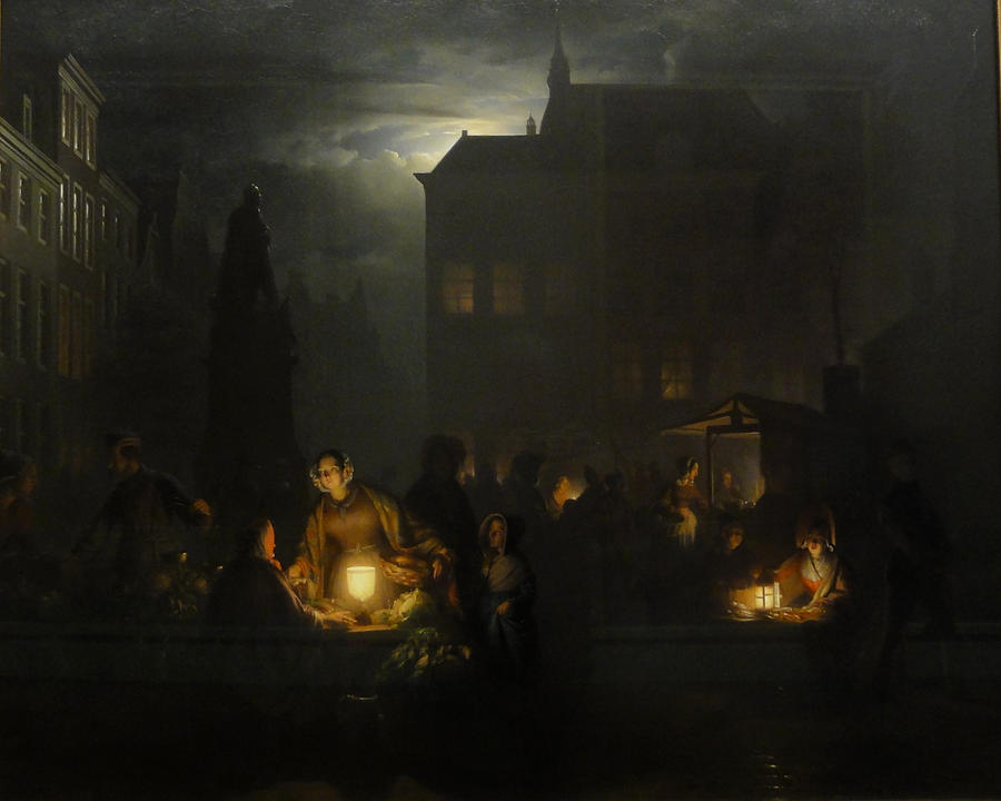 Night Market In Antwerp #1 Painting by Petrus Van Schendel