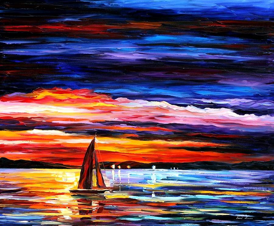 Night Sea Painting By Leonid Afremov Fine Art America   1 Night Sea Leonid Afremov 