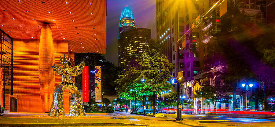 Night Time On Streets Of Charlotte North Carolina #1 Photograph by Alex Grichenko