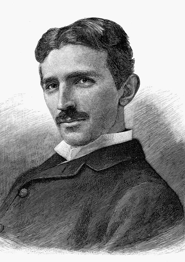Portrait Photograph - Nikola Tesla (1856-1943) #1 by Granger