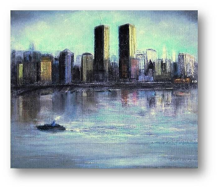 Twin Towers Painting - No Reflections On A Sad Day #1 by Brian Higgins
