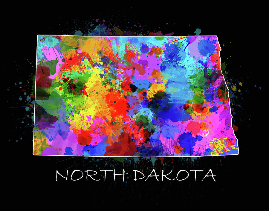 North Dakota Color Splatter #1 Digital Art by Bekim M