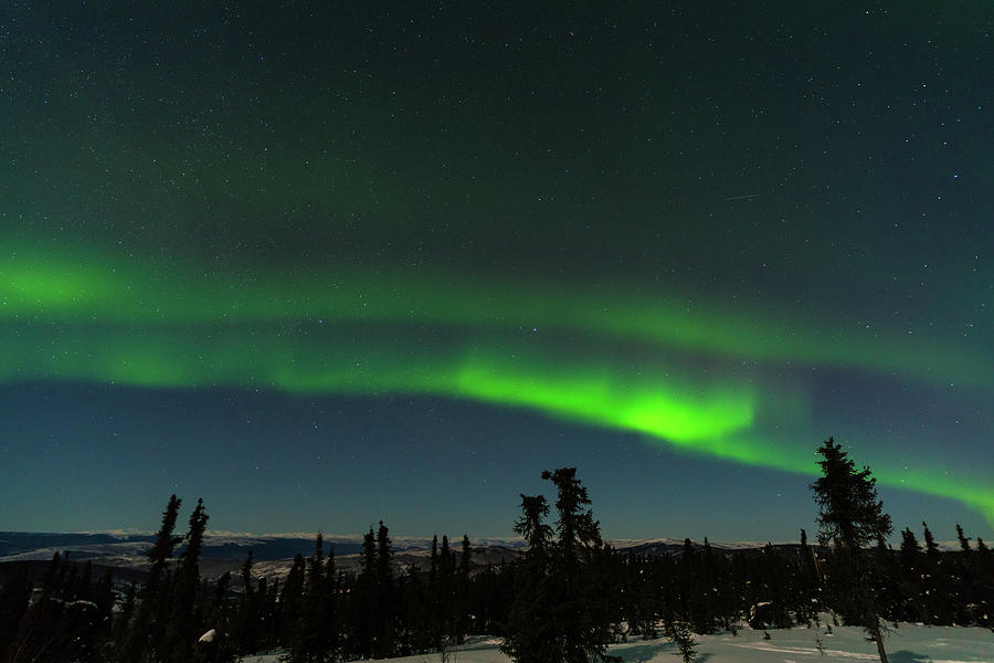 Northern lights on top of a snow covered mountain, Fairbanks, Alaska. #1 Photograph by Asif Islam