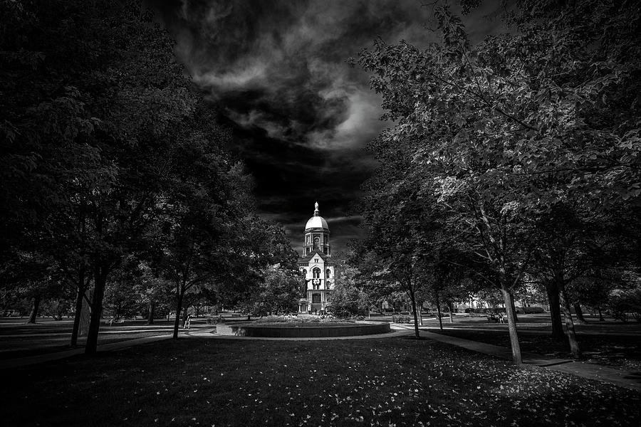 Notre Dame University Black White #1 Photograph by David Haskett II