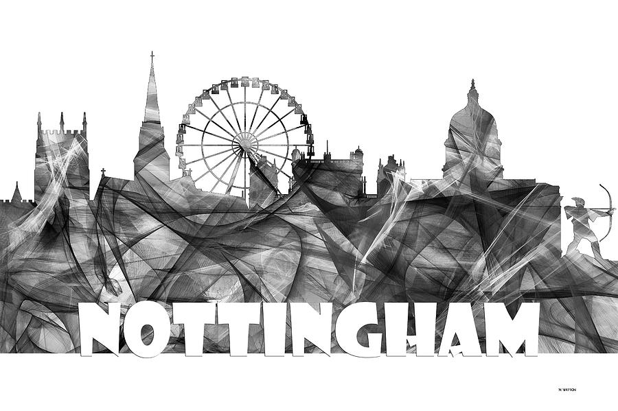Architecture Digital Art - Nottingham England Skyline #1 by Marlene Watson
