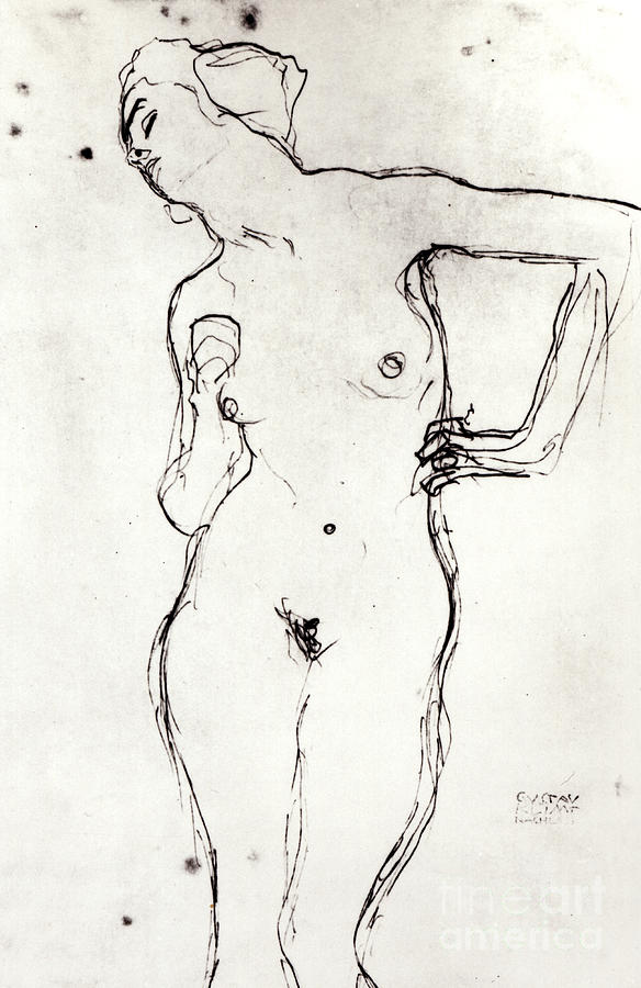 Gustav Klimt Drawing - Nude by Gustav Klimt