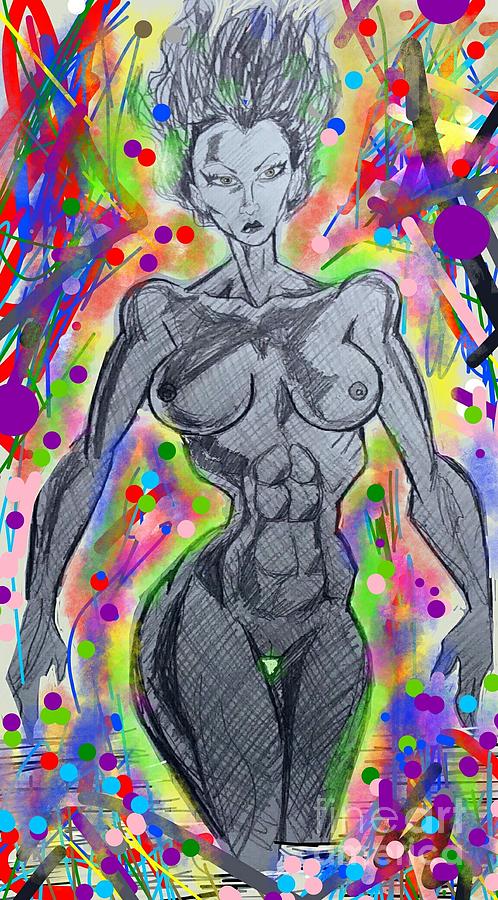 Nude in abstract  #1 Drawing by Mark Bradley
