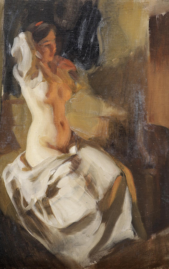 Nude in Fire Light #1 Painting by Anders Zorn