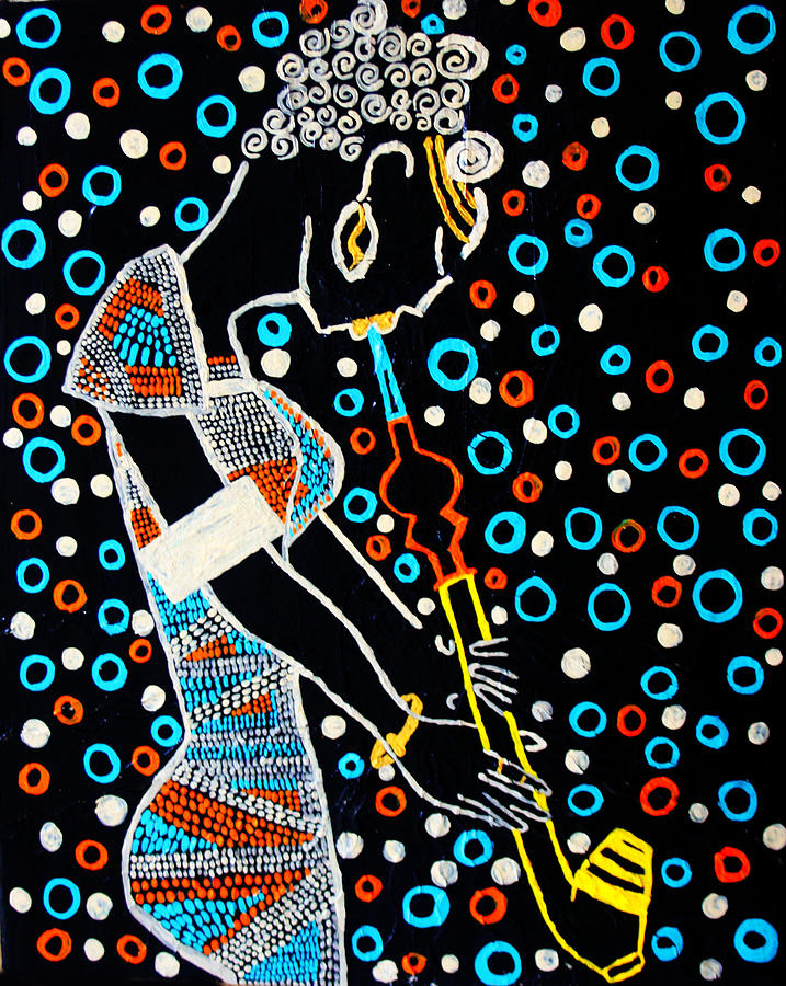Nuer Lady with Pipe - South Sudan #1 Painting by Gloria Ssali