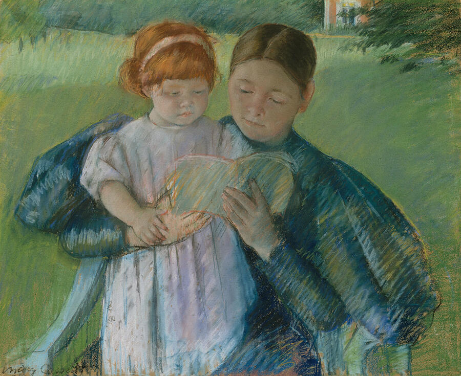 Nurse Reading to a Little Girl, by 1926 Pastel by Mary Cassatt