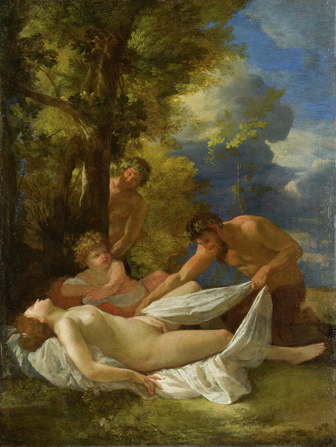 Nicolas Poussin Painting - Nymph with Satyrs #1 by Nicolas Poussin