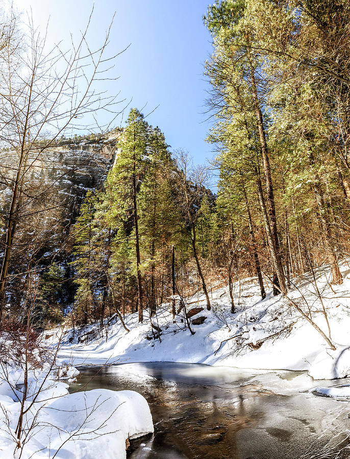 Winter scene with Oak Creek Photograph by Alexey Stiop