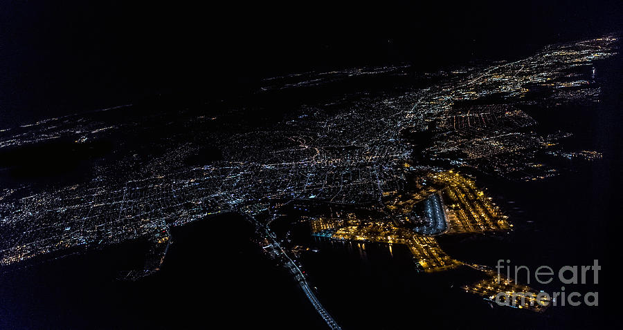 Oakland Photograph - Oakland California at Night Aerial Photo #2 by David Oppenheimer