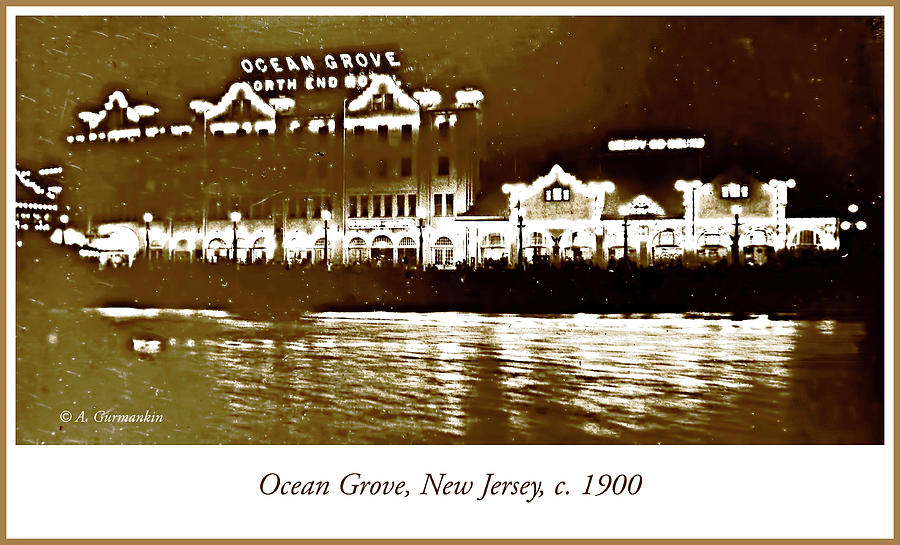 Ocean Grove, New Jersey, Boardwalk at Night, c. 1900 #1 Photograph by A Macarthur Gurmankin