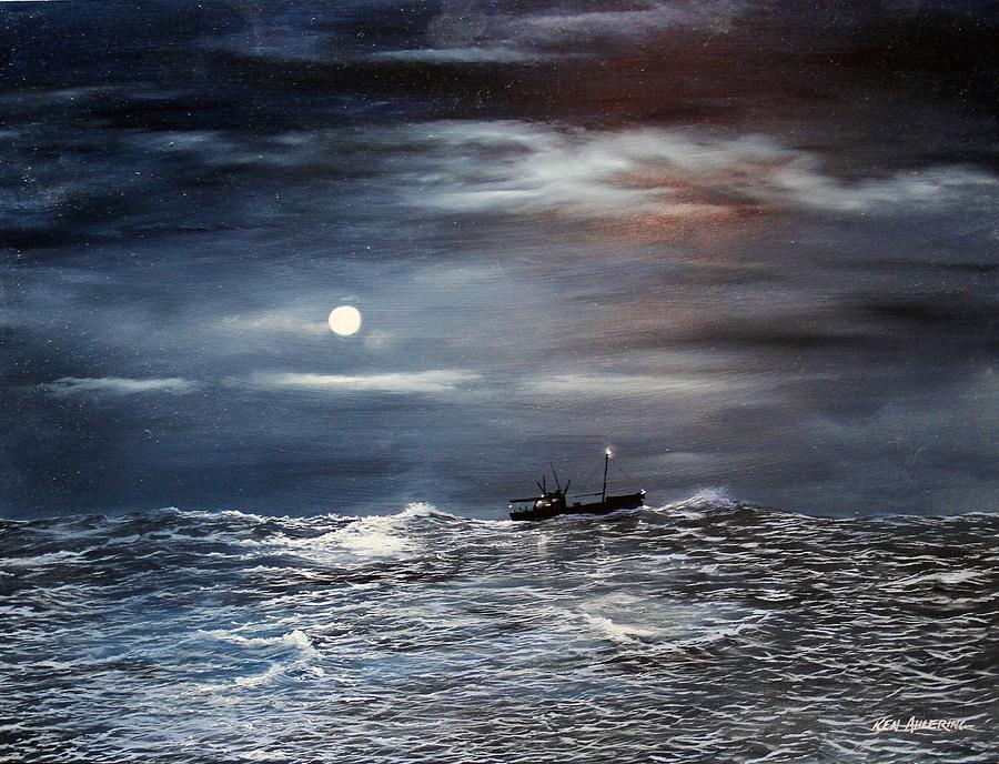 Ocean Moon #1 Painting by Ken Ahlering
