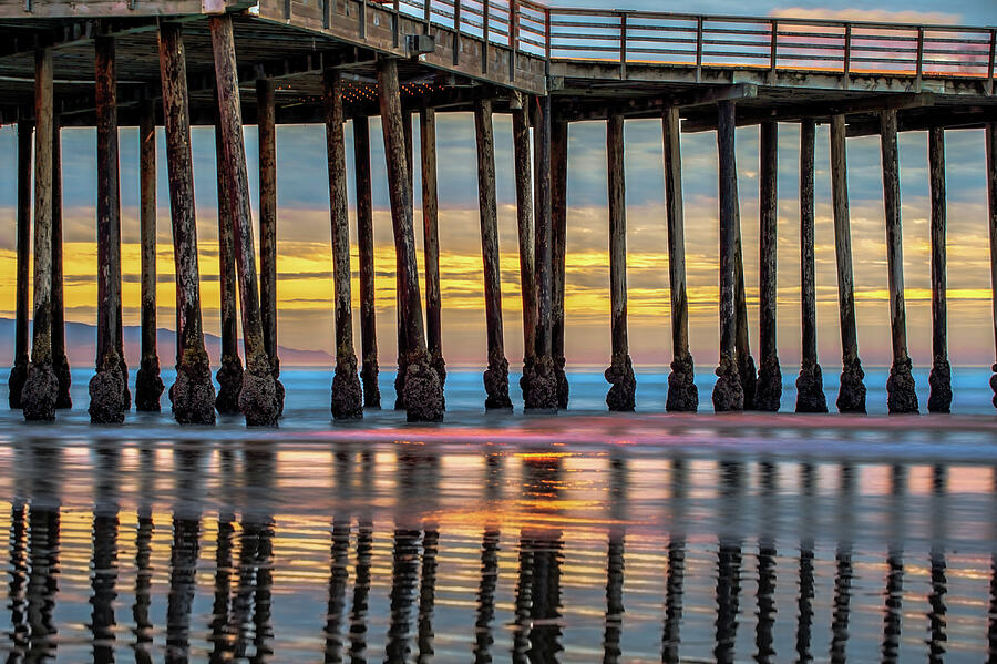 Ocean Pier at Sunset - Nautical Prints Photograph by Gregory Ballos