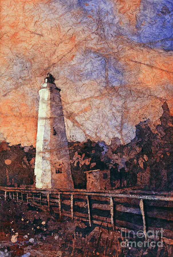 Ocracoke Island Lighthouse #2 Painting by Ryan Fox