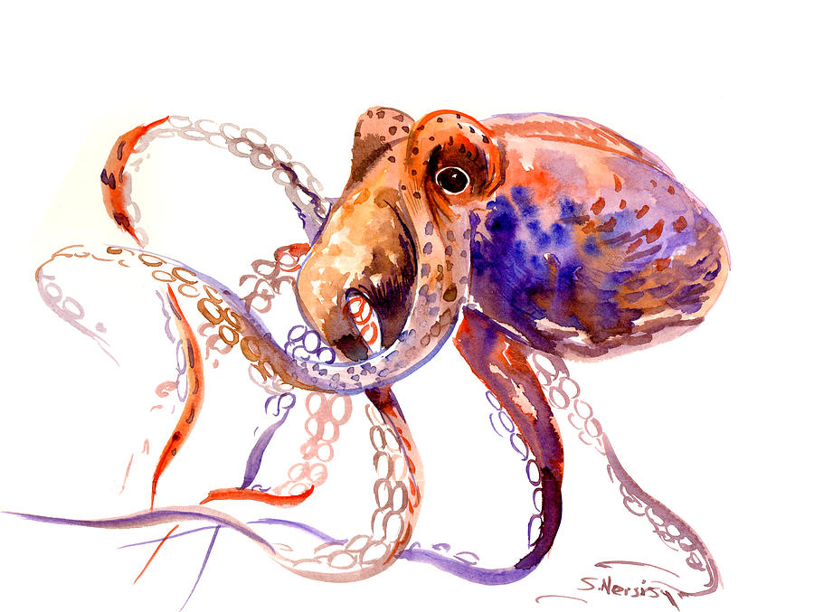 Octopus #1 Painting by Suren Nersisyan