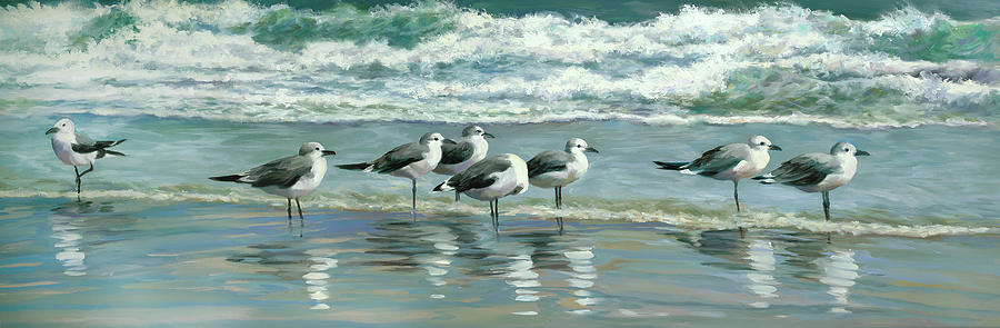 Beach Birds Painting - Odd Man Out  by Laurie Snow Hein