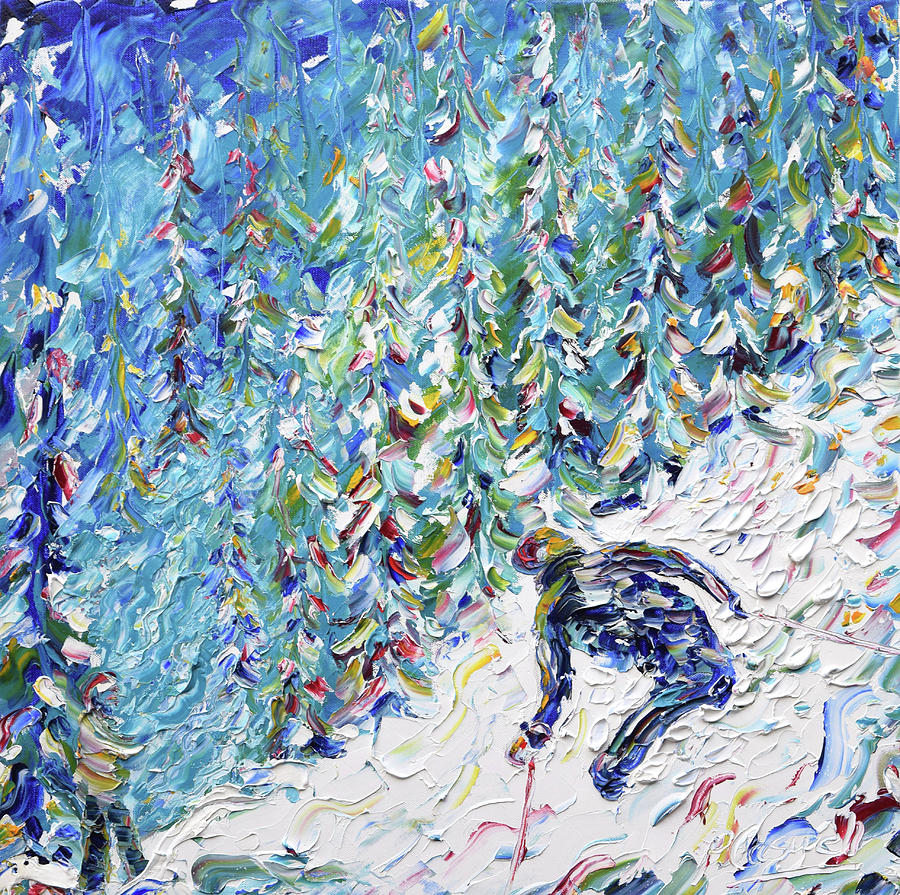Off Piste Verbier #1 Painting by Pete Caswell